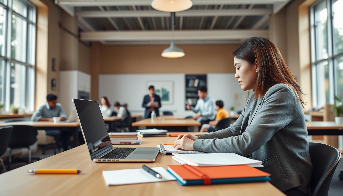 Students collaborating in study space